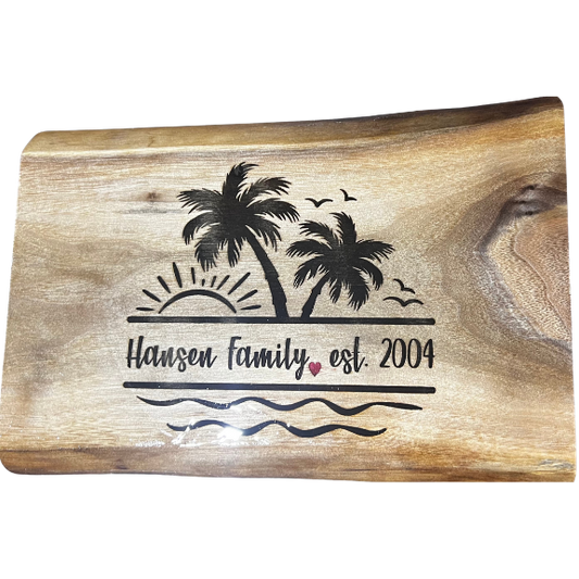 Custom Engraved Live Edge Cutting Board