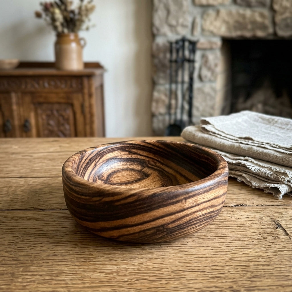 Hand-Turned Zebra Wood Bowl