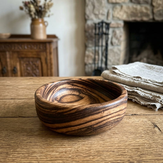 Hand-Turned Zebra Wood Bowl